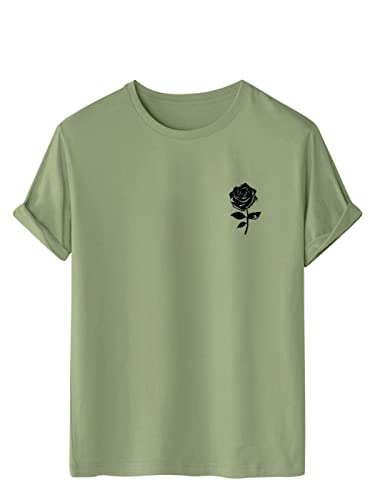 ZAFUL Herren-T-Shirt mit Rundhalsausschnitt, kurzärmelig, schwere Baumwolle, Grafikdruck, A-deep green, Klein von ZAFUL