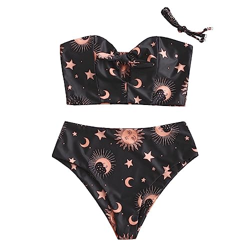 ZAFUL Knot Sunflower Sun Stars Moon Tankini Swimwear-Moon S von ZAFUL