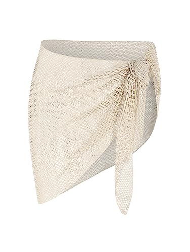 ZAFUL Sarong-Überzüge für Frauen, Strandurlaub, Netzstoff, durchsichtig, seitlich zu binden, Badeanzug-Überzug, Minirock (Einheitsgröße, 1-Heller Kaffee) von ZAFUL