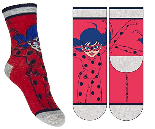 ZAG Miraculous Ladybug, Kinder Socken, Rot-Grau - Gr. 23/26 von ZAG