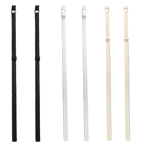 ZAHD 3 Paar Ersatz Elastische Verstellbare Bra Straps BH Träger Straps Elastisch verstellbar Damen rutschfeste BH Träger Träger Zum Annähen BH Träger Breit (Schwarz Weiß Hautton, 10mm) von ZAHD