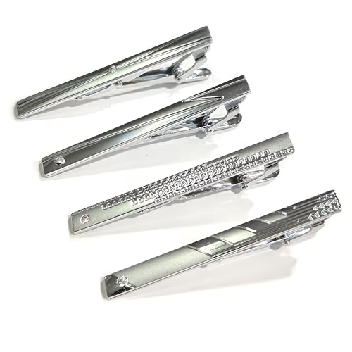 ZAHD 4 PCS Krawattennadel Krawattenklammer tie clip krawatten und zangen silber Krawattenklammer Klassische modisches Design klassischer Stil Krawattenklammern Für Valentinstag Hochzeit Geschenk (4) von ZAHD