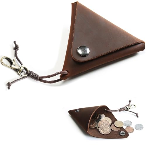 ZAHD Bag Vintage geldsäckchen aus Leder Münzkoffer echtes Leder Faltbare Kleingeldbörse für Herren und Damen Geldsäckchen Mini Geldbörse Münzbörse Münzbeutel Münzetui Schachtelbörse Für Münzen von ZAHD