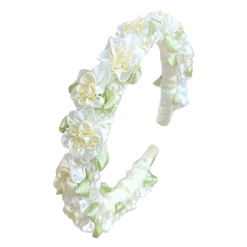 ZAHD Blumen Haarreif Elfe Weiß Haarreifen Blumen Haarreif Prinzessin Braut haarreifen damen dirndl blumenkranz haare Blumenkrone Blumenkranz Blume Krone Stirnband für Hochzeit Karneval Mottoparty von ZAHD