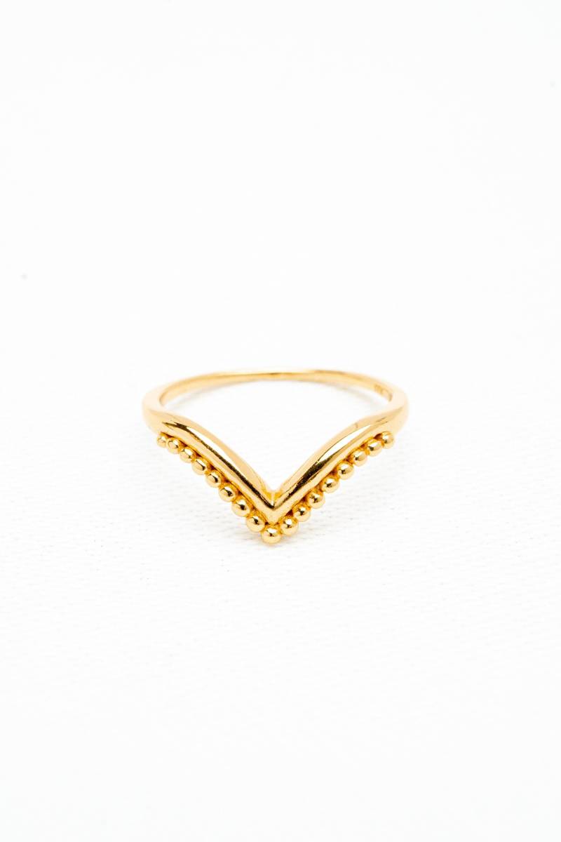Tani Ring, V Chevron Ring Aus 925Er Sterling Silber Mit 14K Echtgoldlegierung, Filigraner Stapel Damen Schmuck Stapelring Statement von ZAHOstudio