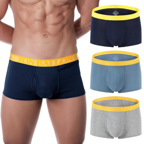 ZAIGELUO Bambus Herren Boxershorts Atmungsaktiv Weiche Männer Retroshorts Unterhosen Trunks mit Beutel Short Beinen Unterwäsche Sporthose 3XL 3er Pack von ZAIGELUO