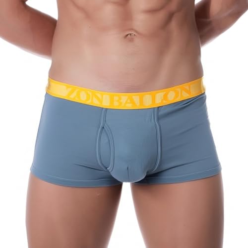 ZAIGELUO Bambus Herren Boxershorts Atmungsaktiv Weiche Männer Retroshorts Unterhosen Trunks mit Beutel Short Beinen Unterwäsche Sporthose L Blau von ZAIGELUO
