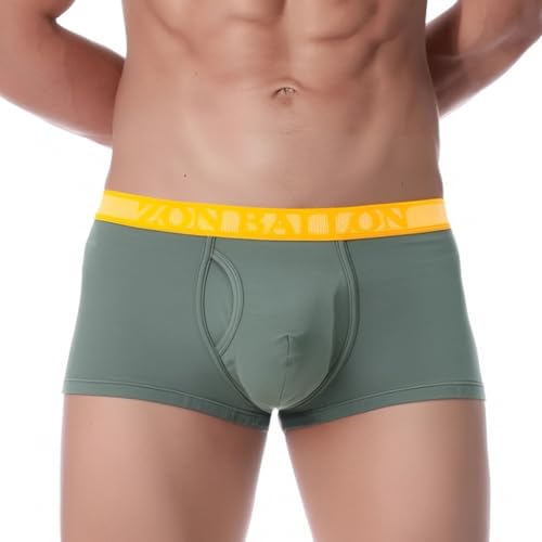 ZAIGELUO Bambus Herren Boxershorts Atmungsaktiv Weiche Männer Retroshorts Unterhosen Trunks mit Beutel Short Beinen Unterwäsche Sporthose L Grün von ZAIGELUO
