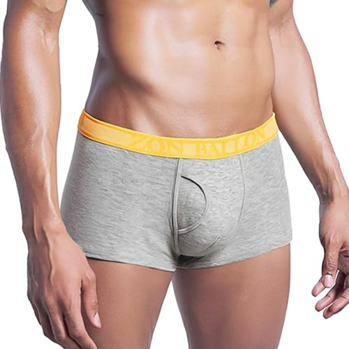 ZAIGELUO Bambus Herren Boxershorts Atmungsaktiv Weiche Männer Retroshorts Unterhosen Trunks mit Beutel Short Beinen Unterwäsche Sporthose M Grau von ZAIGELUO