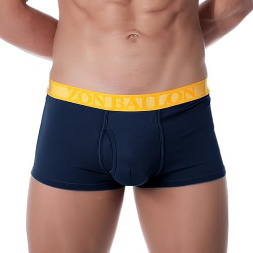 ZAIGELUO Bambus Herren Boxershorts Atmungsaktiv Weiche Männer Retroshorts Unterhosen Trunks mit Beutel Short Beinen Unterwäsche Sporthose XL Blau von ZAIGELUO