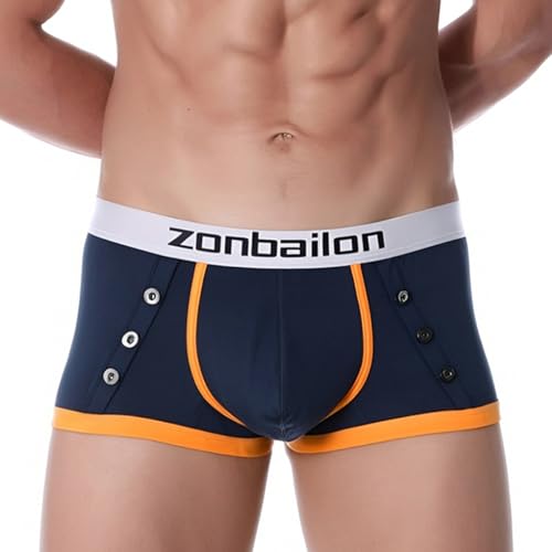 ZAIGELUO Bambus Herren Boxershorts Unterwäsche Atmungsaktive Weiche Retroshorts Männer Short Leg Unterhosen L Navy von ZAIGELUO