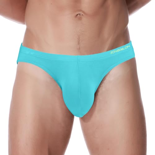 ZAIGELUO Herren Slips Unterhosen Bambus Männer Unterwäsche Atmungsaktiv Low Rise Weiche Mens Briefs Underwear 3XL Cyan von ZAIGELUO