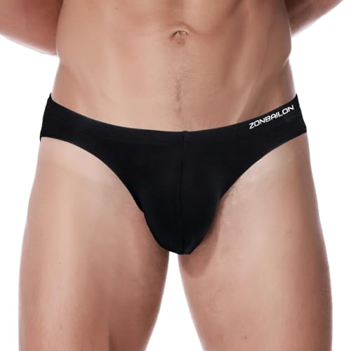 ZAIGELUO Herren Slips Unterhosen Bambus Männer Unterwäsche Atmungsaktiv Low Rise Weiche Mens Briefs Underwear 3XL Schwarz von ZAIGELUO