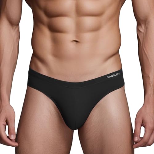 ZAIGELUO Herren Slips Unterhosen Bambus Männer Unterwäsche Atmungsaktiv Low Rise Weiche Mens Briefs Underwear L Schwarz von ZAIGELUO