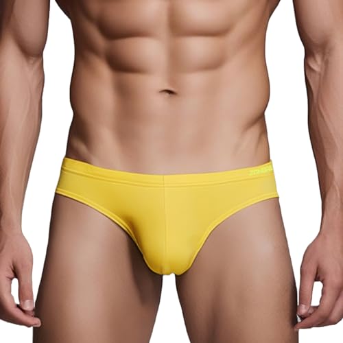 ZAIGELUO Herren Slips Unterhosen Bambus Männer Unterwäsche Atmungsaktiv Low Rise Weiche Mens Briefs Underwear XL Gelb von ZAIGELUO