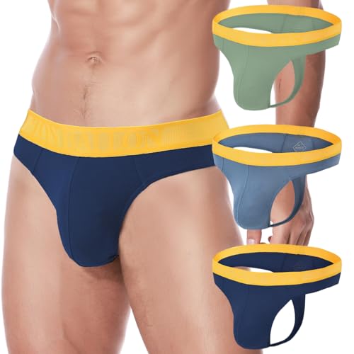 ZAIGELUO Bambus Herren String Tanga Weich T-Rücken Bulge Big Ball Pouch Komfortabel Unterwäsche für Männer 3XL 3-Pack von ZAIGELUO