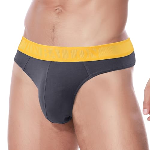 ZAIGELUO Bambus Herren String Tanga Weich T-Rücken Bulge Big Ball Pouch Komfortabel Unterwäsche für Männer 3XL Grau von ZAIGELUO
