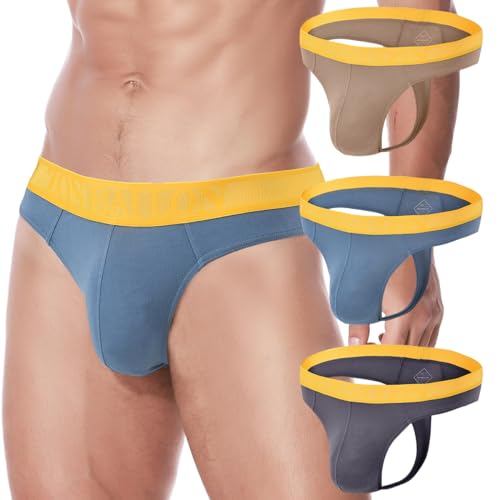 ZAIGELUO Bambus Herren String Tanga Weich T-Rücken Bulge Big Ball Pouch Komfortabel Unterwäsche für Männer L 3-Pack von ZAIGELUO