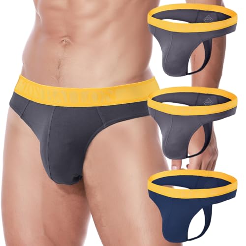 ZAIGELUO Bambus Herren String Tanga Weich T-Rücken Bulge Big Ball Pouch Komfortabel Unterwäsche für Männer L 3-Pack von ZAIGELUO