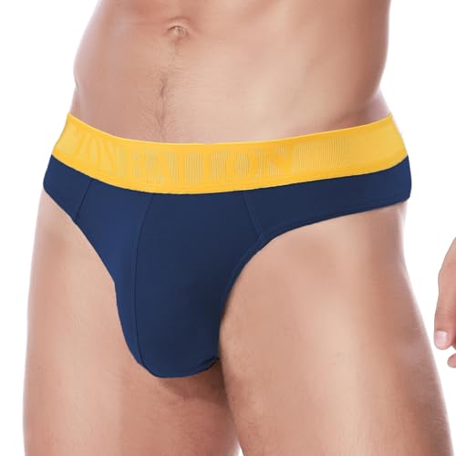 ZAIGELUO Bambus Herren String Tanga Weich T-Rücken Bulge Big Ball Pouch Komfortabel Unterwäsche für Männer L Navy von ZAIGELUO