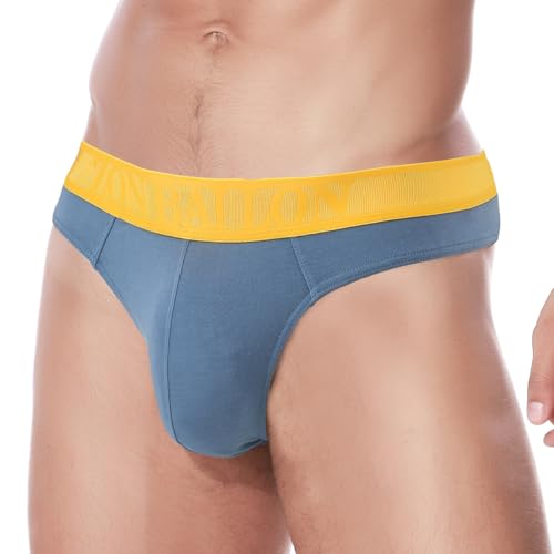 ZAIGELUO Bambus Herren String Tanga Weich T-Rücken Bulge Big Ball Pouch Komfortabel Unterwäsche für Männer M Blau von ZAIGELUO