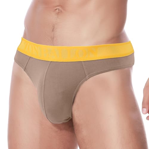 ZAIGELUO Bambus Herren String Tanga Weich T-Rücken Bulge Big Ball Pouch Komfortabel Unterwäsche für Männer M Latte von ZAIGELUO