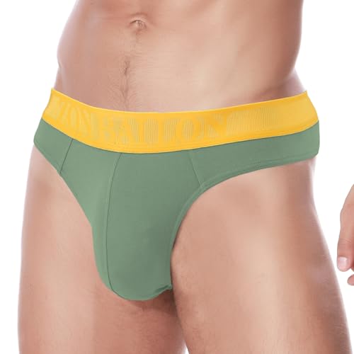 ZAIGELUO Bambus Herren String Tanga Weich T-Rücken Bulge Big Ball Pouch Komfortabel Unterwäsche für Männer XL Grün von ZAIGELUO
