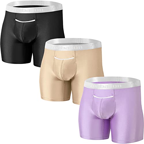 ZAIGELUO Boxershorts Herren Eisseide Unterhosen mit offener Hosenschlitz Nahtlose Lange Beine Männer Retroshorts Unterwäsche 2XL 3er Pack von ZAIGELUO