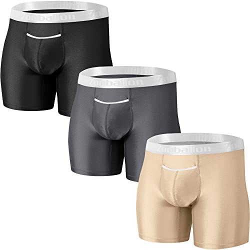 ZAIGELUO Boxershorts Herren Eisseide Unterhosen mit offener Hosenschlitz Nahtlose Lange Beine Männer Retroshorts Unterwäsche 2XL 3er Pack von ZAIGELUO