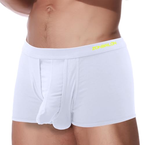 ZAIGELUO Boxershorts Herren Elefanten Unterwäsche Modal Underhose mit Eingriff Dual Pouch Underwear Trunk 2XL Weiß von ZAIGELUO