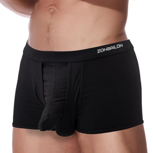 ZAIGELUO Boxershorts Herren Elefanten Unterwäsche Modal Underhose mit Eingriff Dual Pouch Underwear Trunk 3XL Schwarz von ZAIGELUO