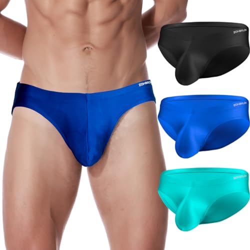 ZAIGELUO Eisseide Slips Herren Silk Briefs Underhose Weich Nahtlos Schnell Trocknende Low Rise Männer Unterwäsche 3XL 3-Pack von ZAIGELUO