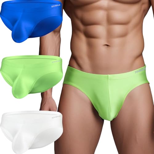 ZAIGELUO Slip Herren Weich Unterhosen Männer Atmungsaktive Eisseide Silk Briefs Nahtlos Low Rise Unterwäsche L 3-Pack von ZAIGELUO