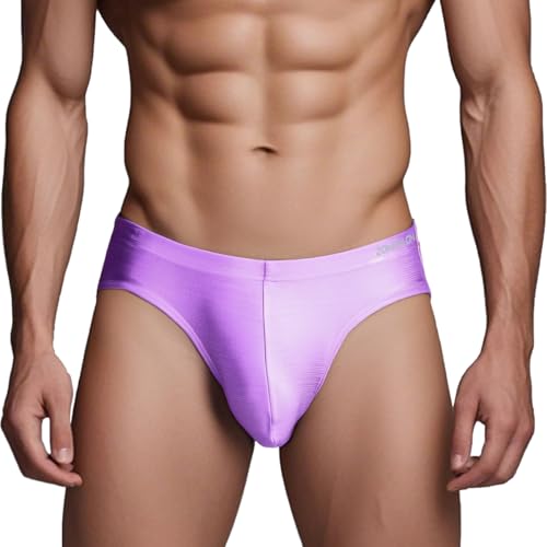 ZAIGELUO Slip Herren Weich Unterhosen Männer Atmungsaktive Eisseide Silk Briefs Nahtlos Low Rise Unterwäsche L Lila von ZAIGELUO