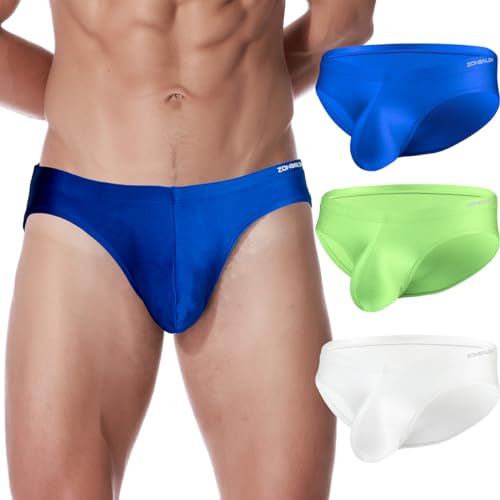 ZAIGELUO Eisseide Slips Herren Silk Briefs Underhose Weich Nahtlos Schnell Trocknende Low Rise Männer Unterwäsche XL 3-Pack von ZAIGELUO