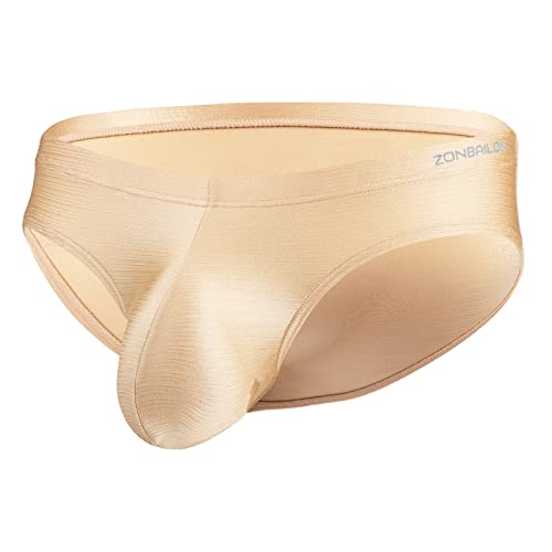 ZAIGELUO Eisseide Slips Herren Silk Briefs Underhose Weich Nahtlos Schnell Trocknende Low Rise Männer Unterwäsche XL Aprikose von ZAIGELUO