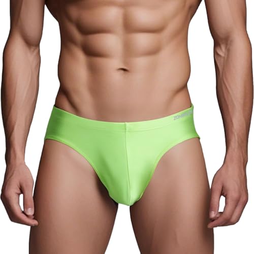 ZAIGELUO Slip Herren Weich Unterhosen Männer Atmungsaktive Eisseide Silk Briefs Nahtlos Low Rise Unterwäsche XL Grün von ZAIGELUO