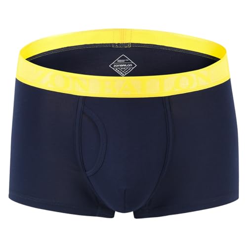 ZAIGELUO Bambus Herren Boxershorts Atmungsaktiv Weiche Männer Retroshorts Unterhosen Trunks mit Beutel Short Beinen Unterwäsche Sporthose L Blau von ZAIGELUO