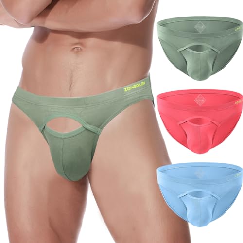 ZAIGELUO Herren Slips Bambus Unterhosen Briefs Weiche Stretch Bulge Pouch Low Rise Atmungsaktiv Tagless Unterwäsche L 3-Pack von ZAIGELUO