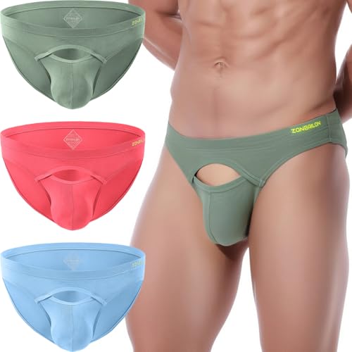 ZAIGELUO Herren Slips Bambus Unterhosen Briefs Weiche Stretch Bulge Pouch Low Rise Atmungsaktiv Tagless Unterwäsche L 3-Pack von ZAIGELUO