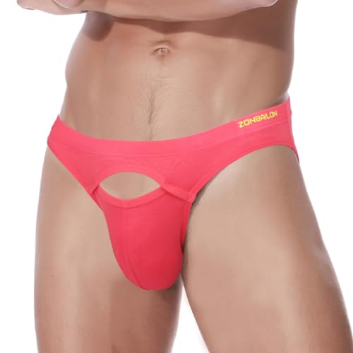 ZAIGELUO Herren Slips Bambus Unterhosen Briefs Weiche Stretch Bulge Pouch Low Rise Atmungsaktiv Tagless Unterwäsche M Pfirsich von ZAIGELUO