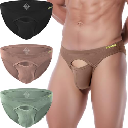 ZAIGELUO Herren Slips Bambus Unterhosen Briefs Weiche Stretch Bulge Pouch Low Rise Atmungsaktiv Tagless Unterwäsche XL 3-Pack von ZAIGELUO