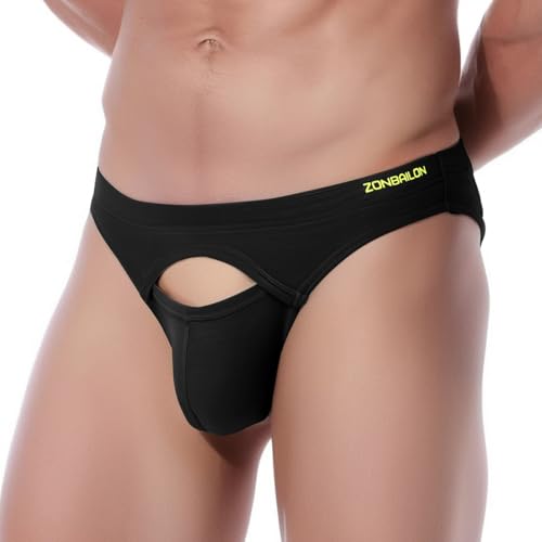 ZAIGELUO Herren Slips Bambus Unterhosen Briefs Weiche Stretch Bulge Pouch Low Rise Atmungsaktiv Tagless Unterwäsche M Black von ZAIGELUO