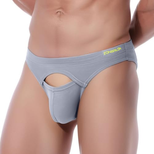 ZAIGELUO Herren Slips Bambus Unterhosen Briefs Weiche Stretch Bulge Pouch Low Rise Atmungsaktiv Tagless Unterwäsche M Grau von ZAIGELUO