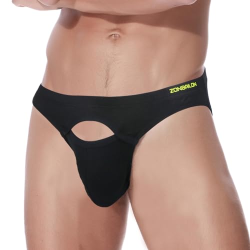 ZAIGELUO Herren Slips Bambus Unterhosen Briefs Weiche Stretch Bulge Pouch Low Rise Atmungsaktiv Tagless Unterwäsche XL Black von ZAIGELUO