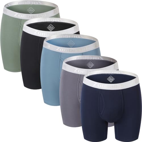 ZAIGELUO Herren Boxershorts Bambus Unterhosen Männer Retroshorts Lange Beine Bequeme Atmungsaktiv Weiche Beutel Unterwäsche 3XL 5-Pack von ZAIGELUO