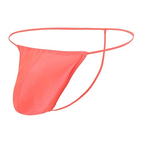 ZAIGELUO String Tanga Herren Mit Beutel Verstellbaren Leicht Männer Unterhose Niedrigschnitt T-Rücken Thong Unterwäsche M Orange von ZAIGELUO