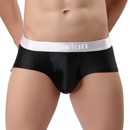 ZAIGELUO Herren Eisseide Boxershorts Weiche Sexy Unterwäsche mit Pouch Kurze Beine Nahtlos Trunks Retroshorts Shorts Sportliche Sporthose Unterhosen für Männer 3XL Schwarz von ZAIGELUO