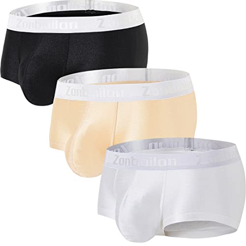 ZAIGELUO Herren Eisseide Boxershorts Weiche Sexy Unterwäsche mit Pouch Kurze Beine Nahtlos Trunks Retroshorts Shorts Sportliche Sporthose Unterhosen für Männer L 3-Pack von ZAIGELUO