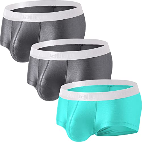 ZAIGELUO Herren Eisseide Boxershorts Weiche Sexy Unterwäsche mit Pouch Kurze Beine Nahtlos Trunks Retroshorts Shorts Sportliche Sporthose Unterhosen für Männer L 3-Pack von ZAIGELUO